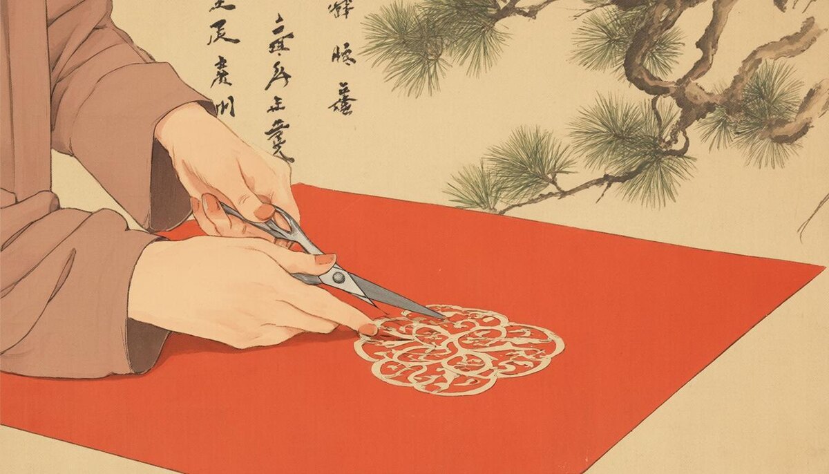 "... вырезания из бумаги (цзяньчжи) зародилось в Древнем Китае... "