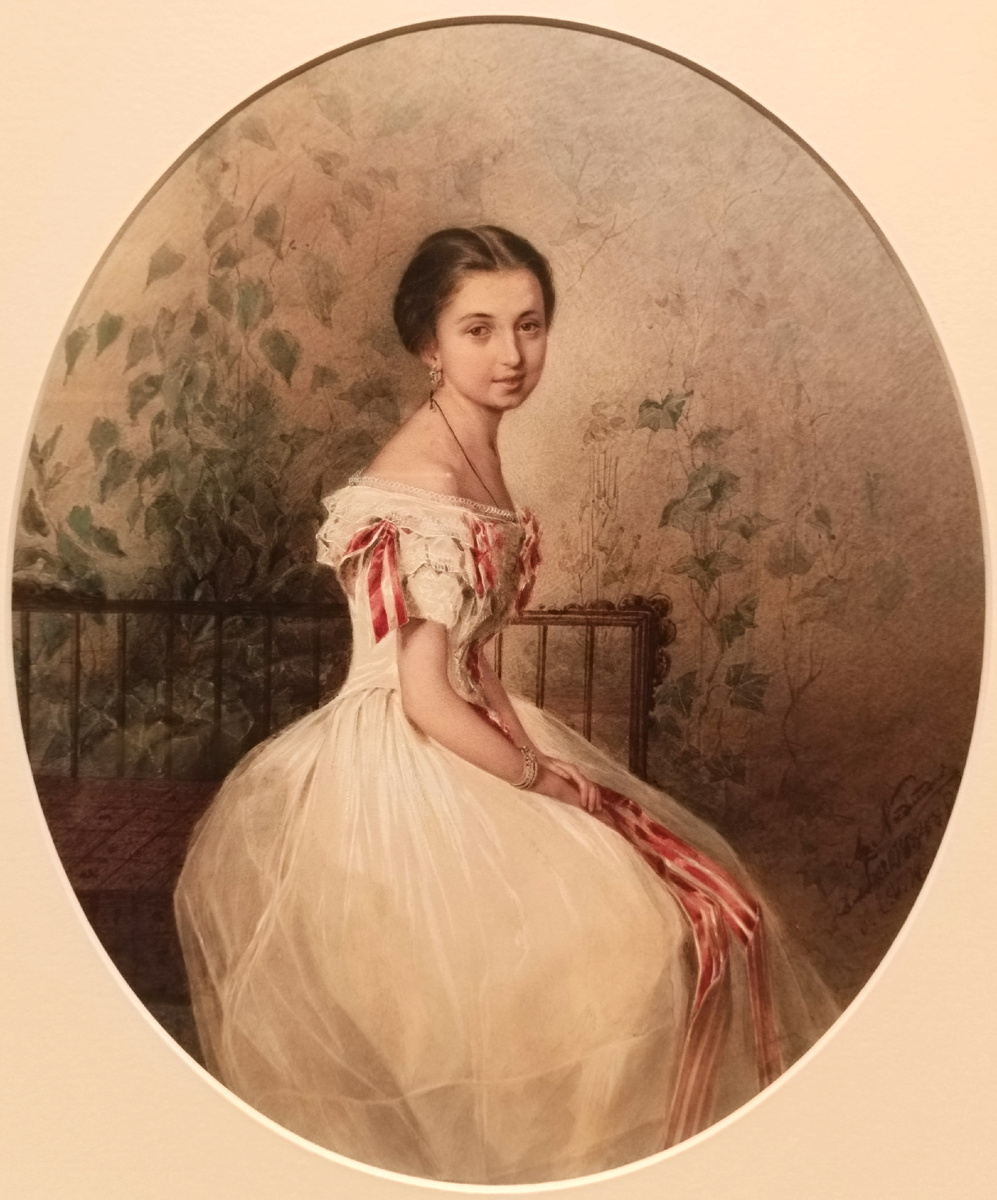 Афанасий Надеждин. Портрет княжны Л.А. Путятиной. Картон, акварель, белила. Москва, Государственная Третьяковская Галерея.Фото автора.