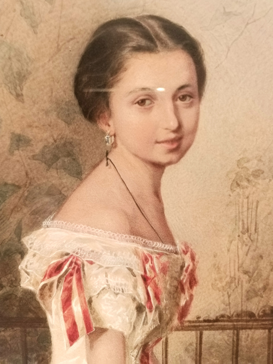 Афанасий Надеждин. Портрет княжны Л.А. Путятиной. Картон, акварель, белила. Москва, Государственная Третьяковская Галерея.Фото автора.