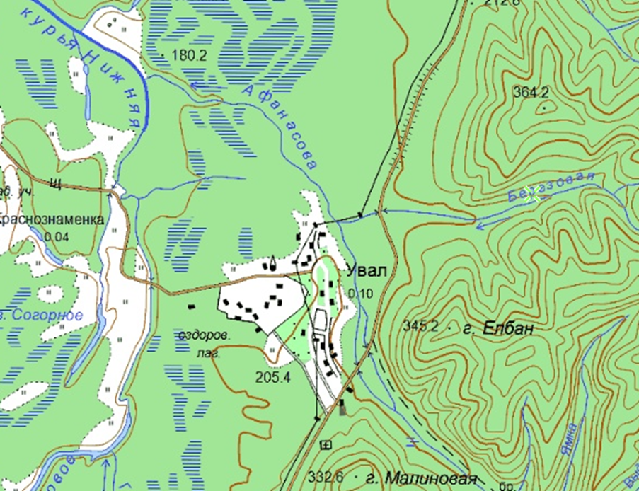 Река Афанасова. Фрагмент карты, 2001г.