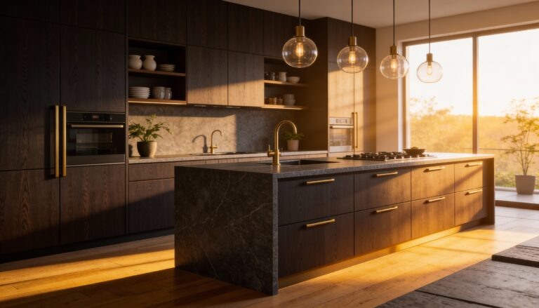    Уютная кухня в стиле джапанди с минимумом декора Александр