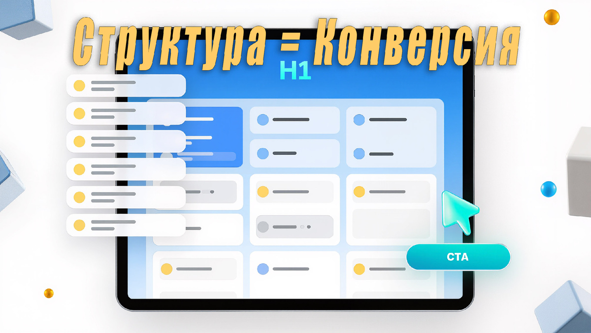Макет эффективной посадочной страницы с ключевыми структурными элементами.