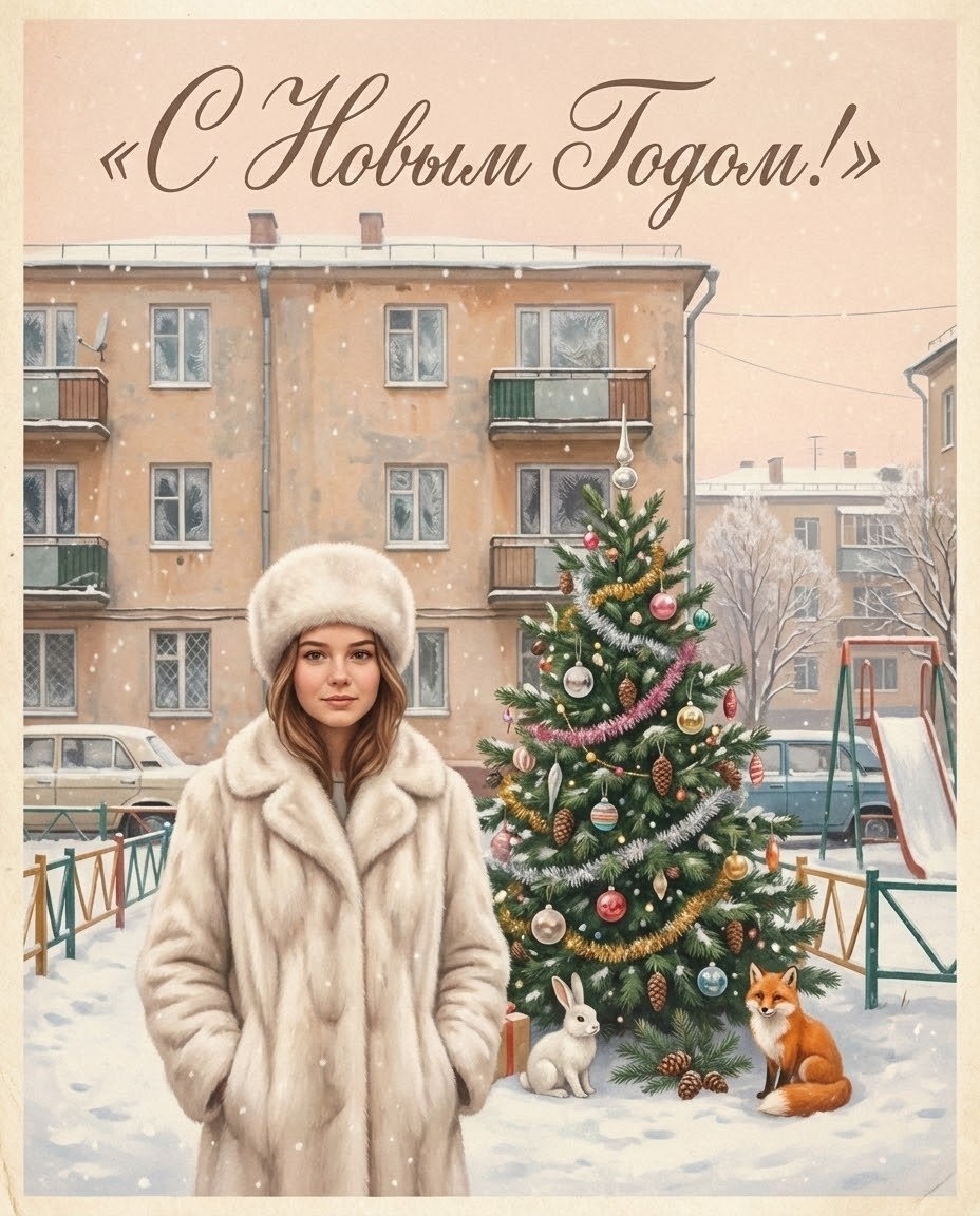 Промпт для новогодней открытки в Nano Banana