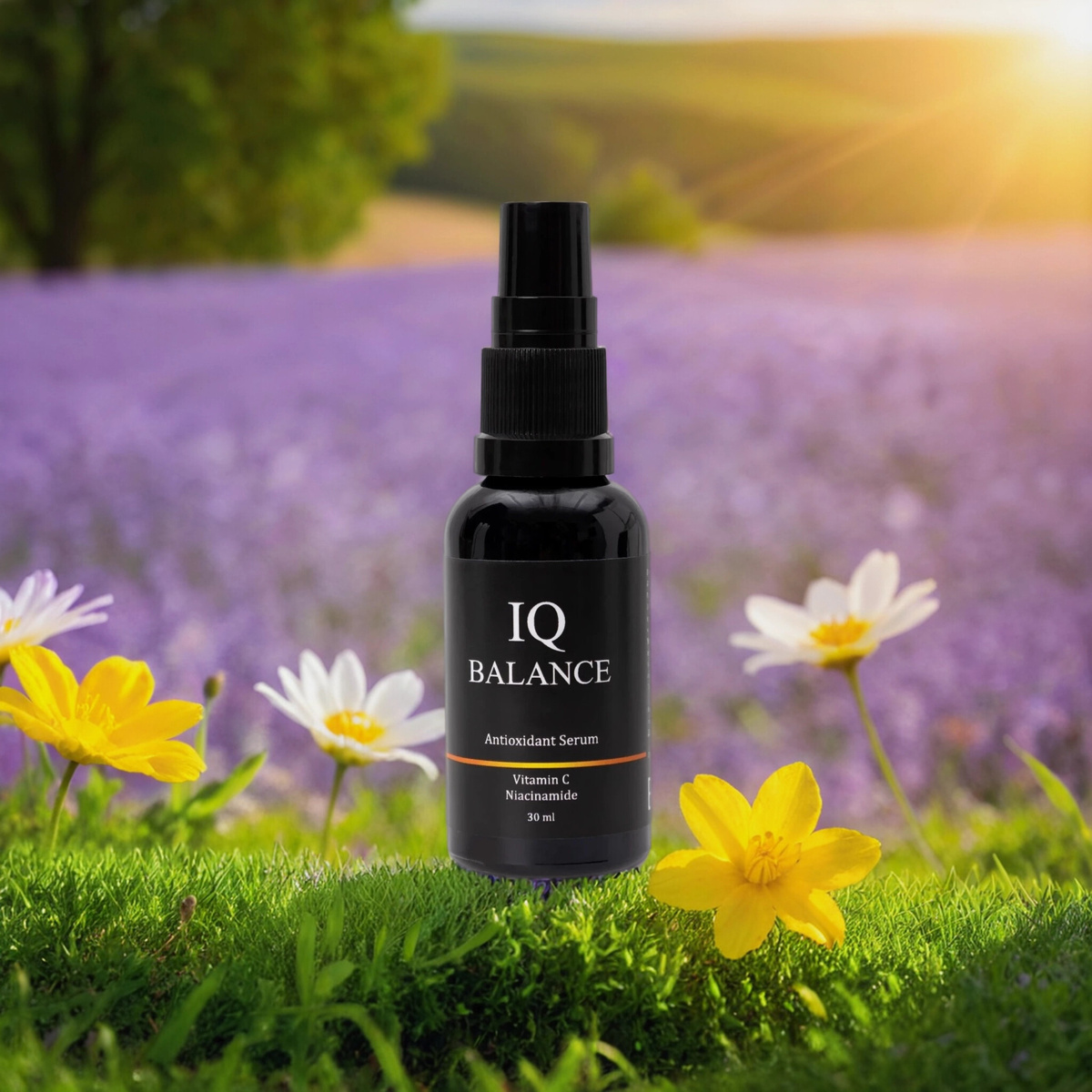 Увлажняющая сыворотка IQ BALANCE для лица с витамином С ниацинамидом и гиалуроновой кислотой. OZON: арт. 1723414889 WB: арт. 291381788