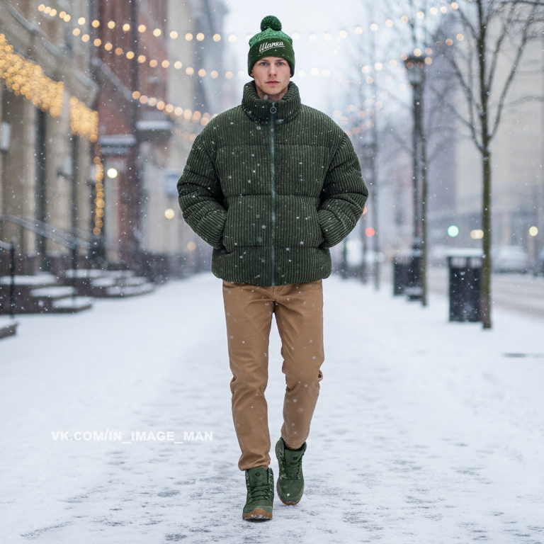 Образ с вельветовым пуховиком