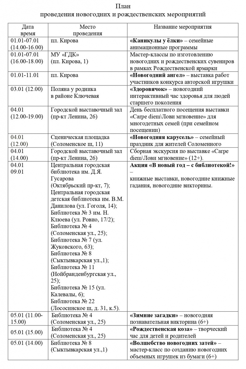    Опубликована программа новогодних гуляний в ПетрозаводскеИрина Яковлева