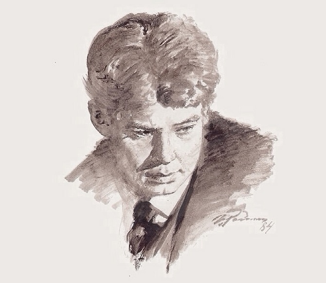 Николай Ромадин. Портрет Сергея Есенина. 1984 / Николай Михайлович Ромадин (1903-1987) часто бывал на родине Есенина и как великолепный пейзажист он посвятил этим местам множество своих произведений