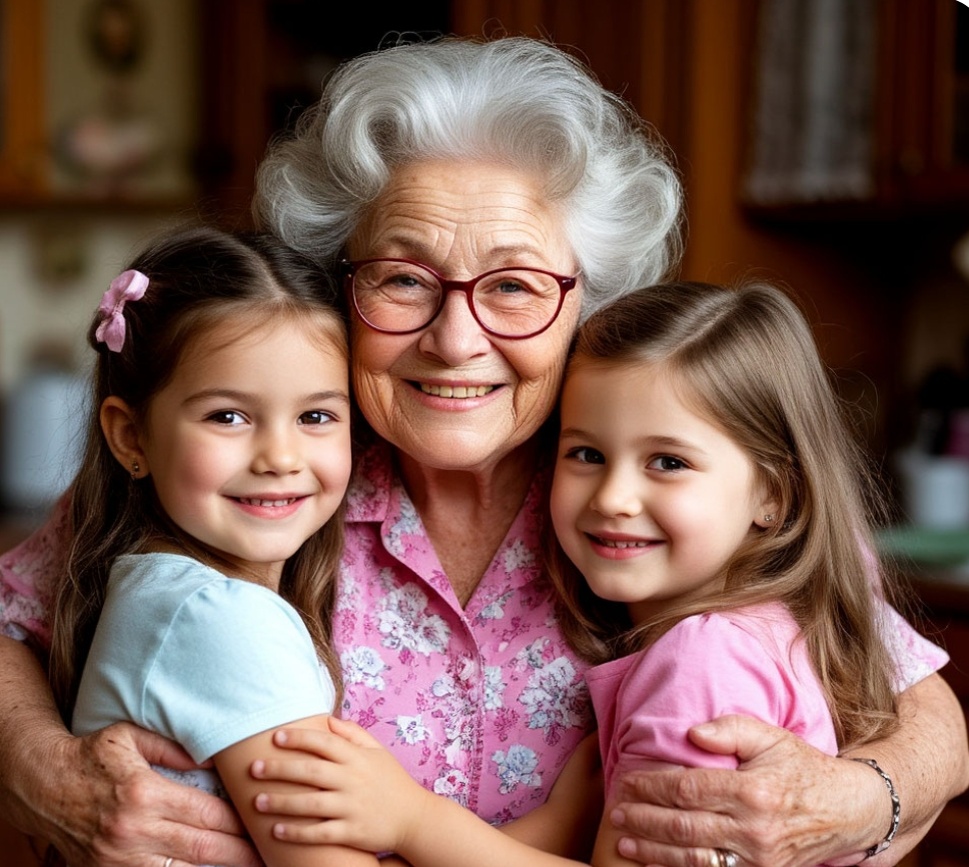 Бабушка Галя с Юлечкой и Дашулей