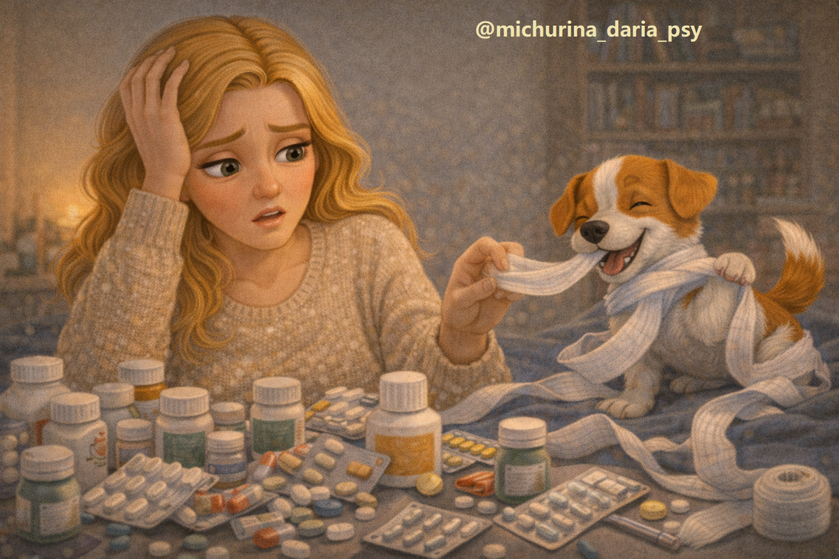 Ведите дневник симптомов и реакций - это помогает отделить страх от реальности и постепенно снижает тревогу при приёме препаратов.