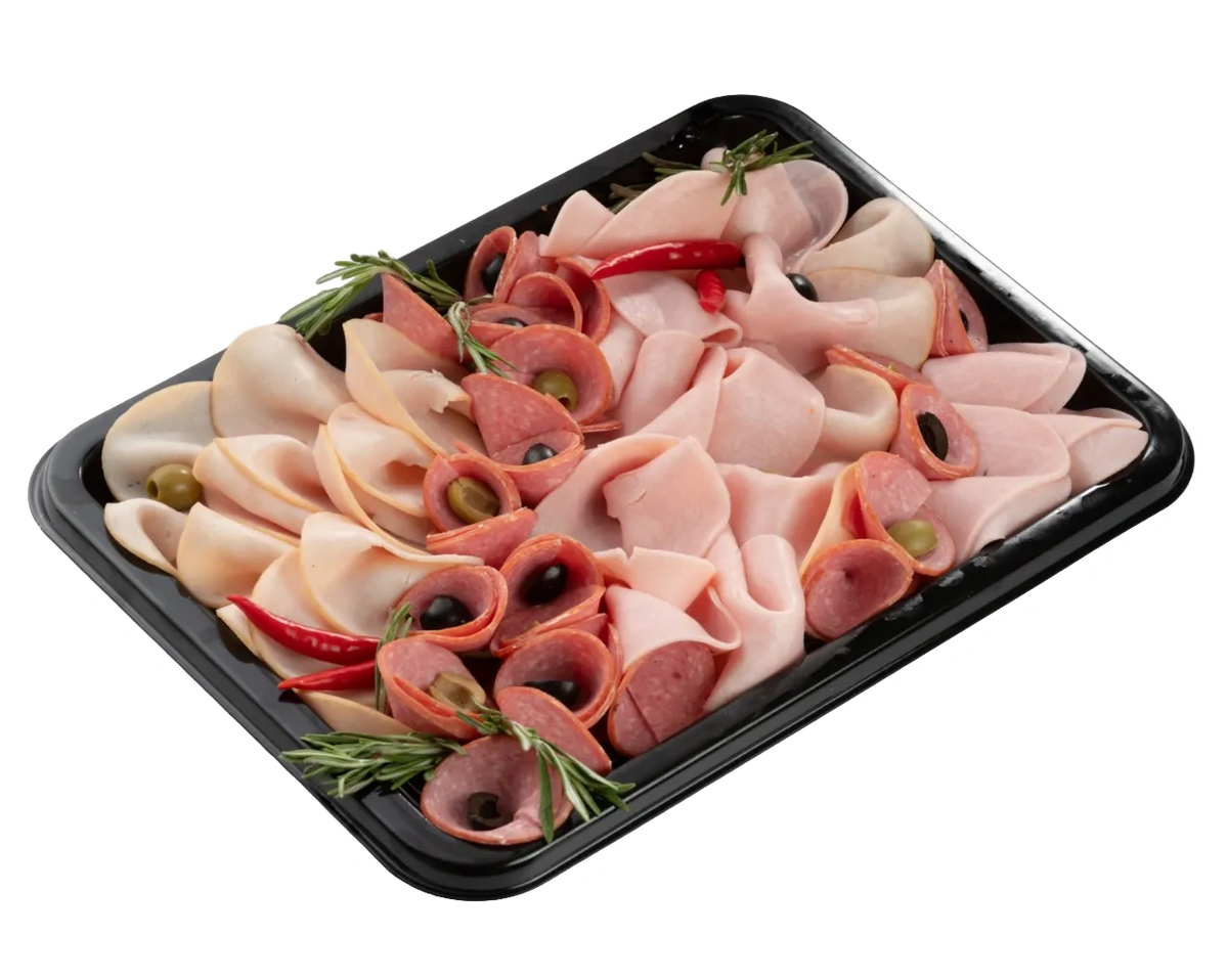 Мясной микс (индейка варёно-копчёная, сервелат варёно-копчёный, ветчина из индейки)