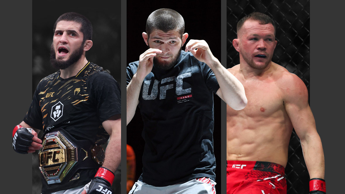    Ислам Махачев, Хабиб Нурмагомедов и Петр Ян. Getty Images