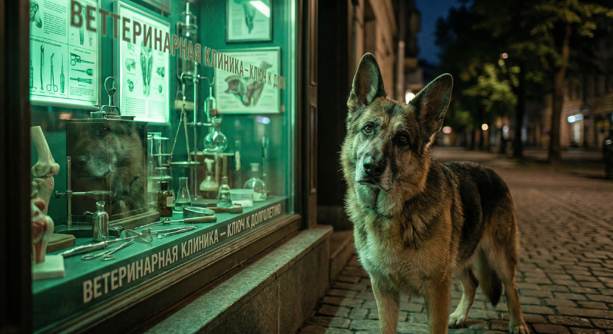 Ветклиника рядом — спокойствие хозяина: профилактика и осмотры помогают собаке жить дольше и активнее.