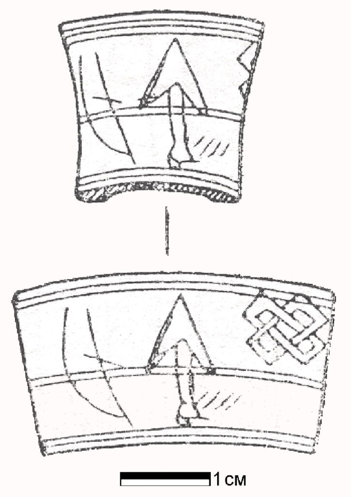 Прорисовка и развёрстка рисунка находки из Большого Тимерёва. 