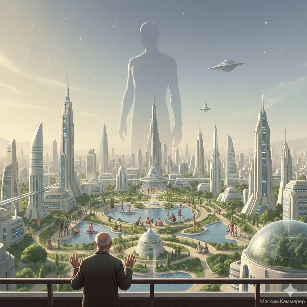 «Мир Полдня: Золотая клетка посредственности», иллюстрация создана сетью Джемини