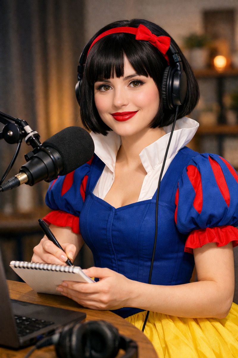 Белоснежка ведет подкаст.