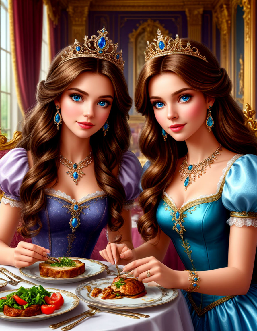 Милана с Никой ведут разговор за обедом картинка создана ИИ