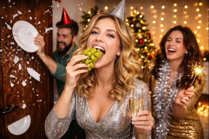 Разбивают посуду о двери и давятся виноградом: дикие новогодние традиции, в которые трудно поверить