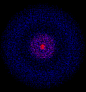 Атом водорода под микроскопом. Источник: pa1.narvii.com. Видно, что ядро имеет двойное движение: представимое в нашем мире его возвратными полу-вращениями в затягивания силового ядерного узла в структуре (субстанции) полевого пространства. То же самое относится и к электронной (светло-красной) оболочке вокруг ядра, зеркально отображающей структуру ядра. Подобным образом выглядит и планетное вращение.