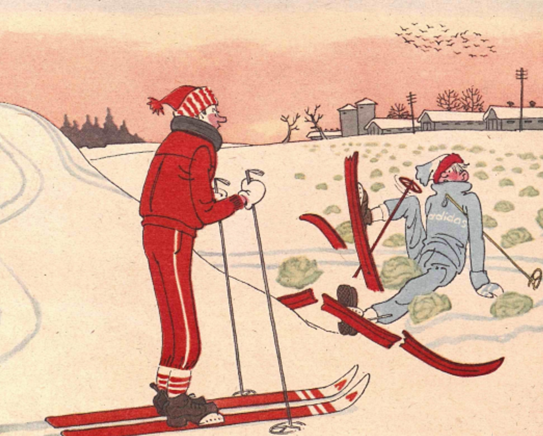 - Как ты умудрился лыжи сломать? - На капустное поле заехал...
