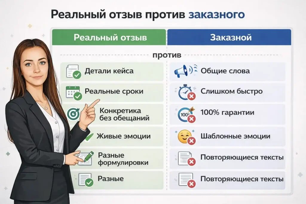    Основные отличия реальных отзывов о кредитном брокере от заказных Юлия Сергеевна Рослякова