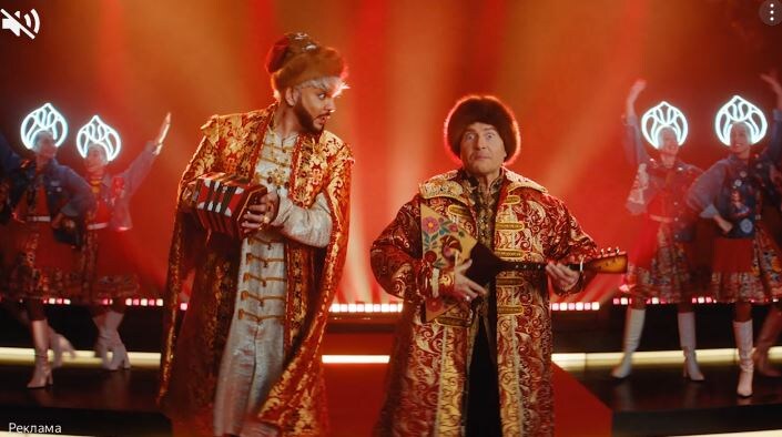 Киркоров и Басков в рекламе (кадр видео)