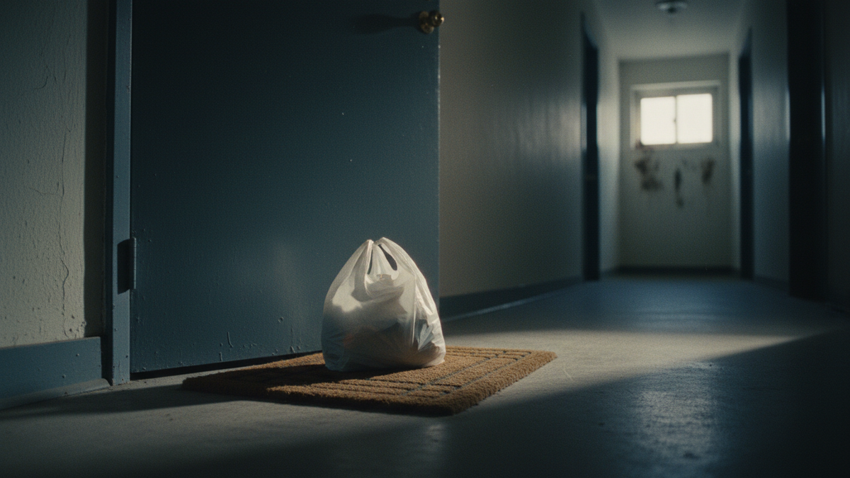 Соседка каждое утро оставляла у моей двери пакет - а когда я узнала что внутри, сердце оборвалось