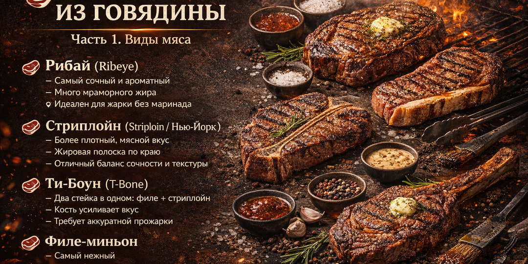 Про стейки - прожарка и соусы