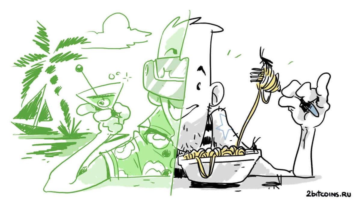    Криптоинвестор во время роста рынка и обвала