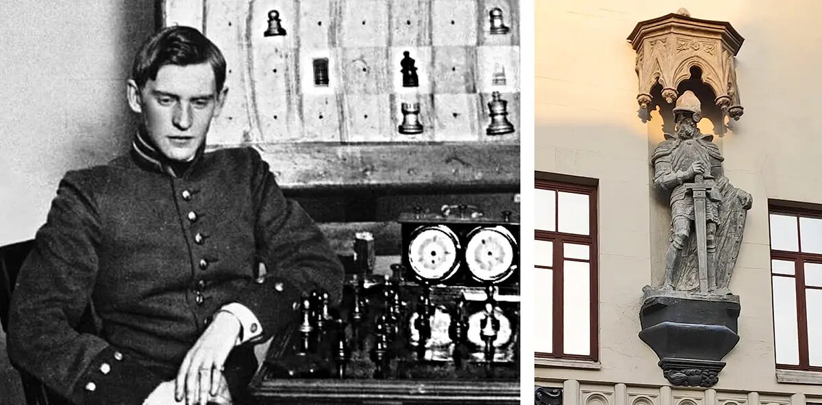 Александр Алехин, 1914 год. Фрагмент «Дома с рыцарем» в Гусятниковом переулке 