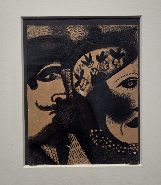 Две головы 1918 Бумага, наклеенная на подложку, тушь, белила, перо, кисть