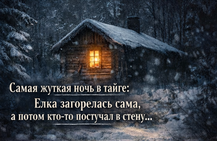 Мы встретили Новый год в тайге. Ёлка загорелась сама — а потом кто-то начал ходить вокруг дома