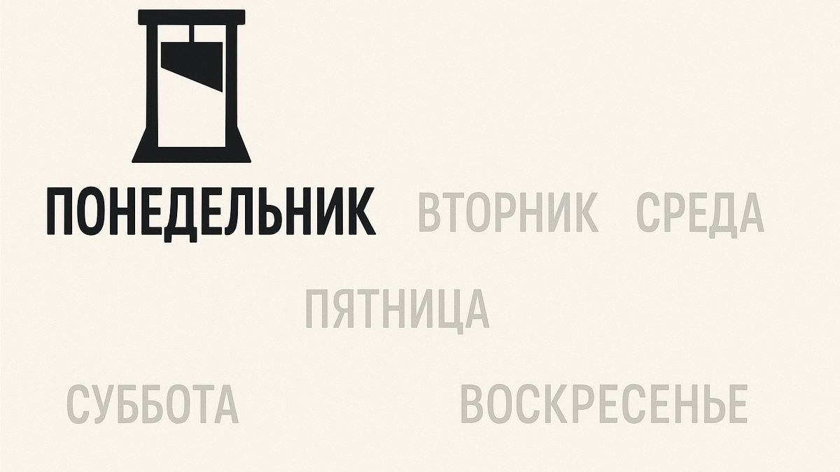Календарь с понедельником как гильотина — символ рабского труда