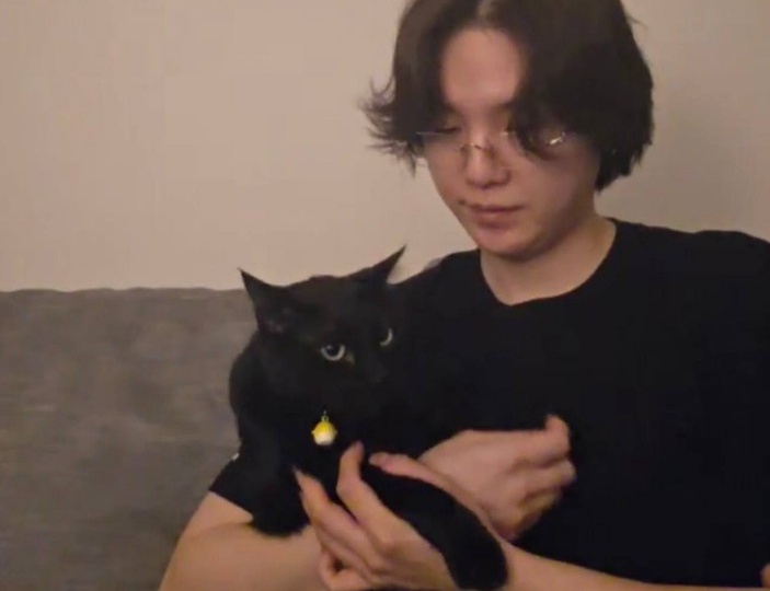 Кот кота. Шуга (Suga) из BTS впервые за несколько лет вышел в эфир и представил своего питомца