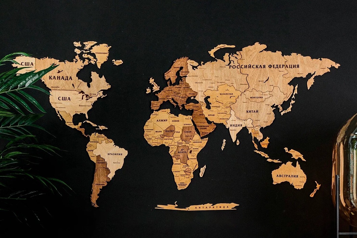 Настенная карта мира из дерева, Яндекс Маркет
