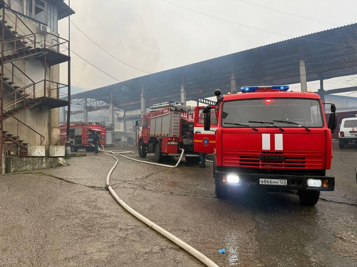    Пожар в промзоне на улице Транспортной в Сочи | © Фото : Сочи Официальный/Telegram