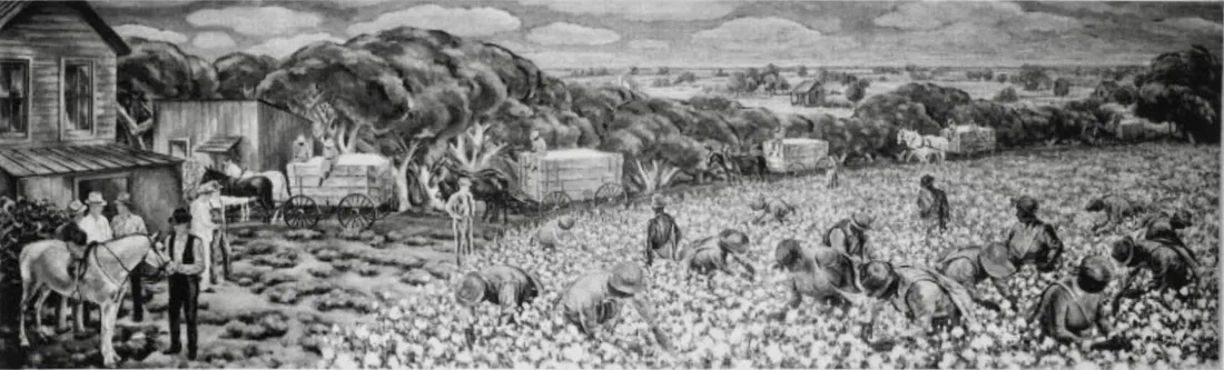 «Белое золото в дельте реки Миссисипи» (1939), Беула Беттерсворт, для почтового отделения в Индианоле, штат Миссисипи, уничтоженного в 1960-х годах.