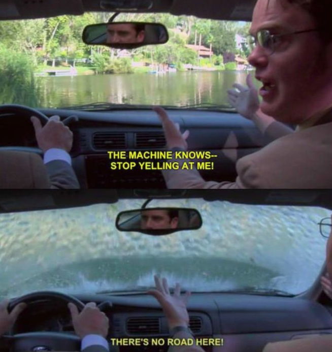 Момент из сериала "Офис", когда Майкл доверился навигатору и заехал в озеро