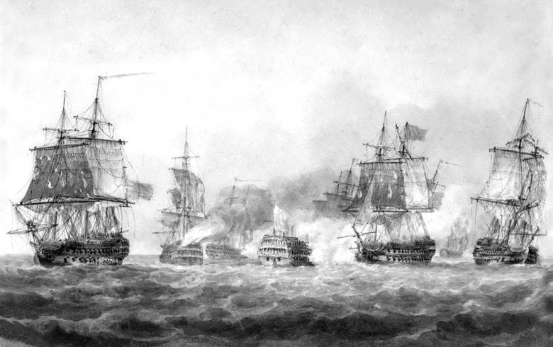 Сражение у Кампердауна. 17 октября 1797 года. Художник N. Pocock.
Национальный морской музей в Гринвиче