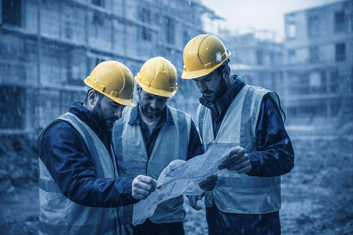 Рабочие на стройке