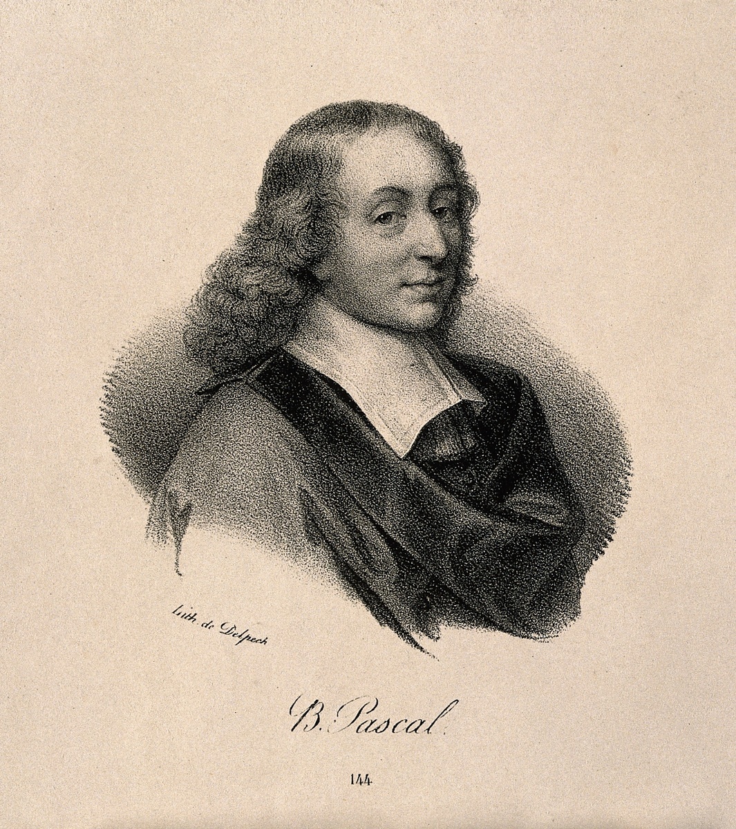 Портрет Блеза Паскаля. Литография XIX в. по гравюре Жерара Эделинка 1700 г.