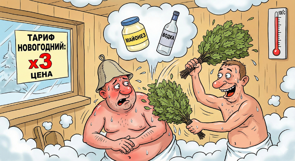 А пойдемте в баню? Картинка сгенерирована