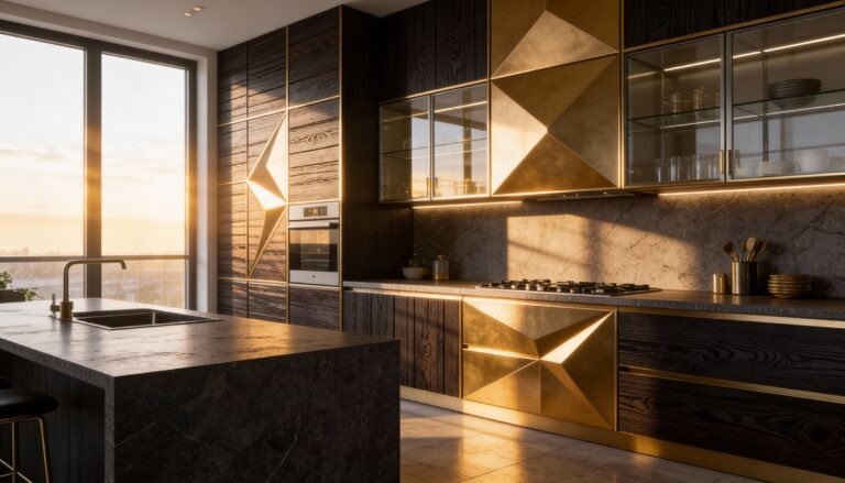    Дизайн кухни с оригинальными фасадами и 3D-эффектами. Александр