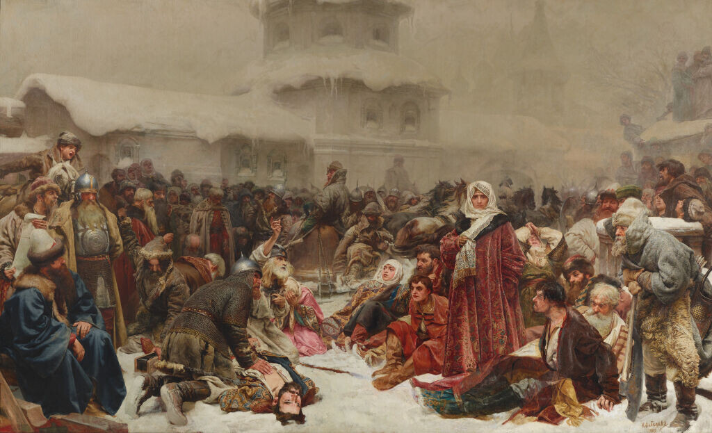 Клавдий Лебедев. Увоз колокола. Марфа Посадница. Уничтожение Новгородского веча, 1889.