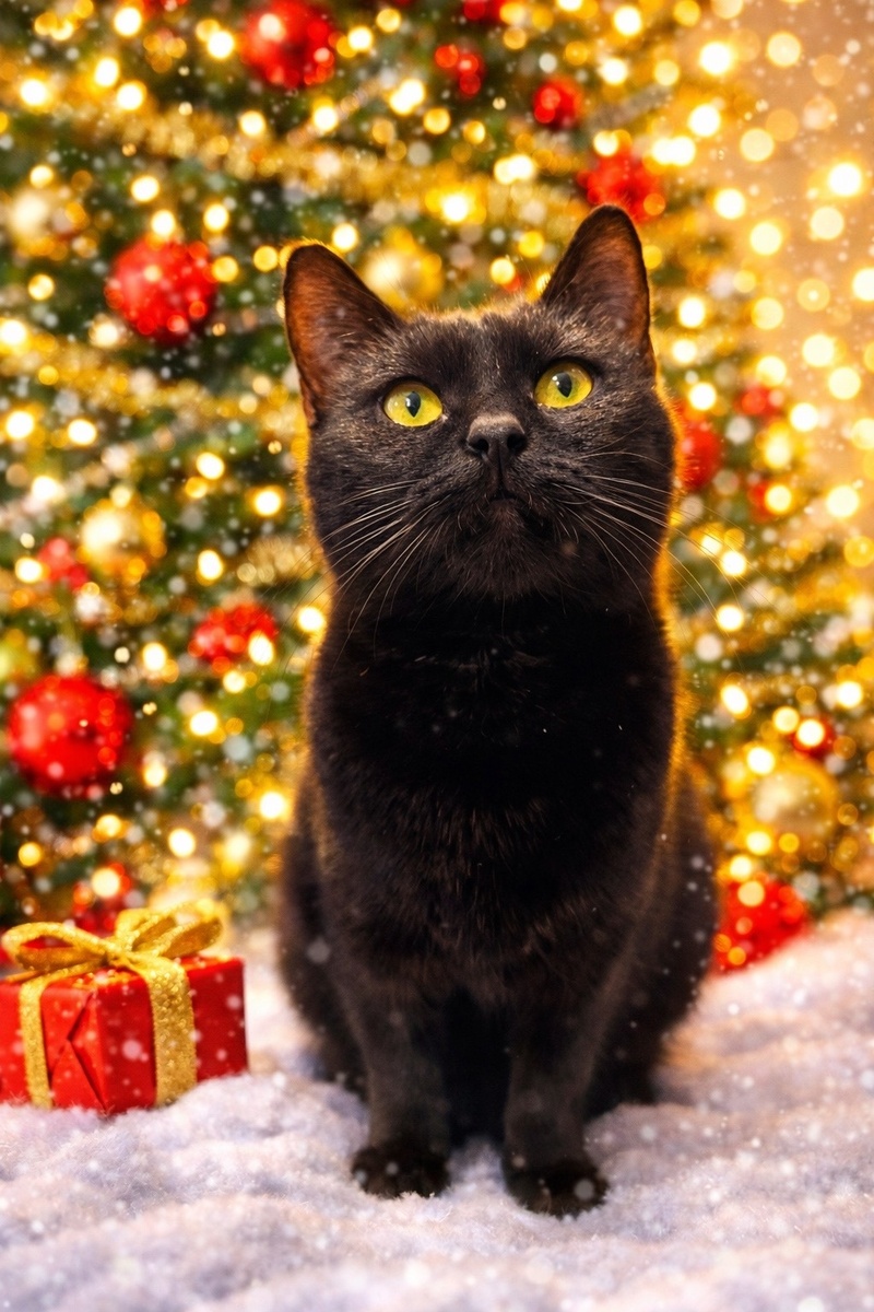 Багира, 1-3 года, ищет дом. Новый год создан с помощью ИИ, в остальном - фото из архива автора