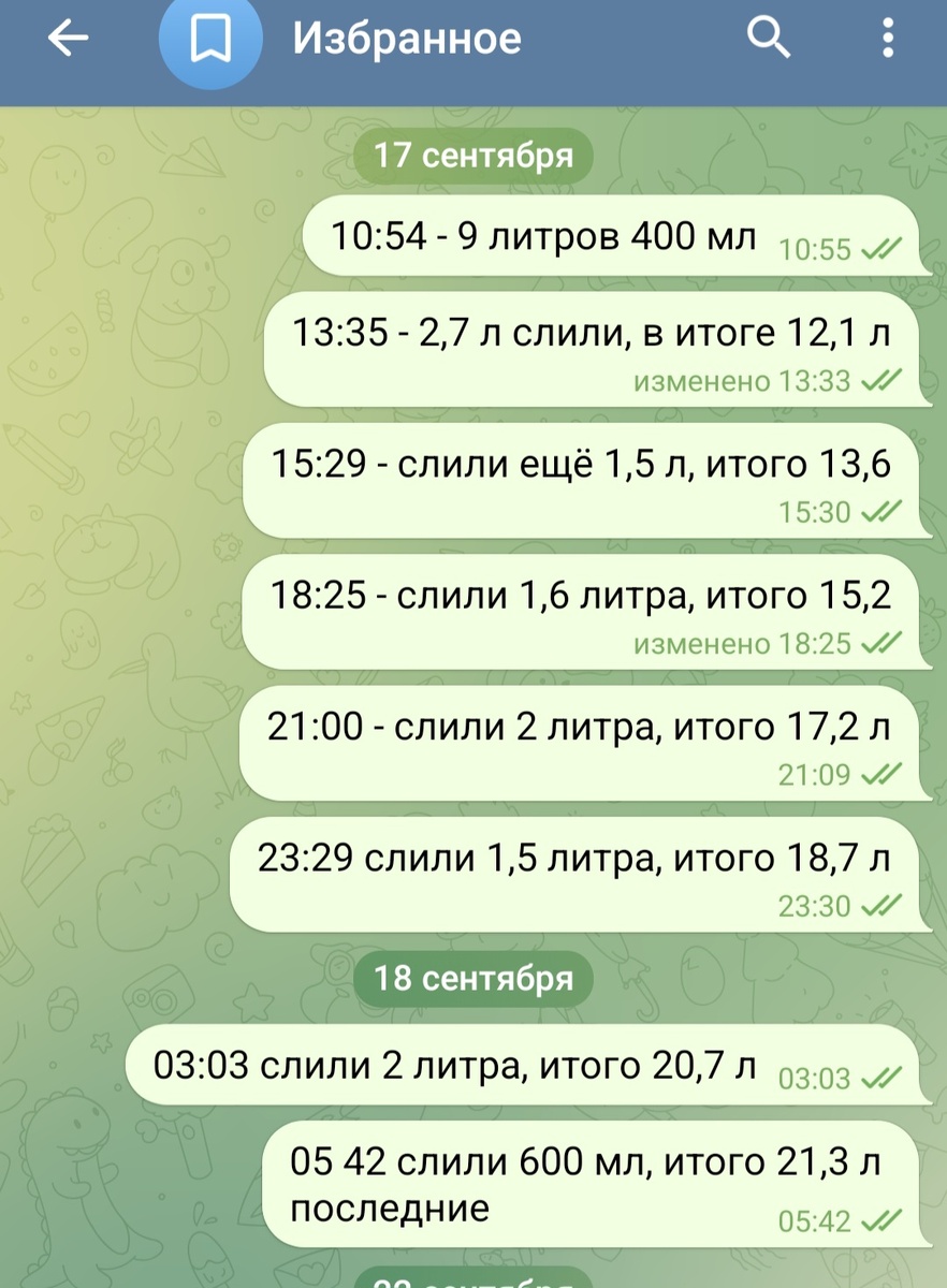 Записывала, сколько слили асцита