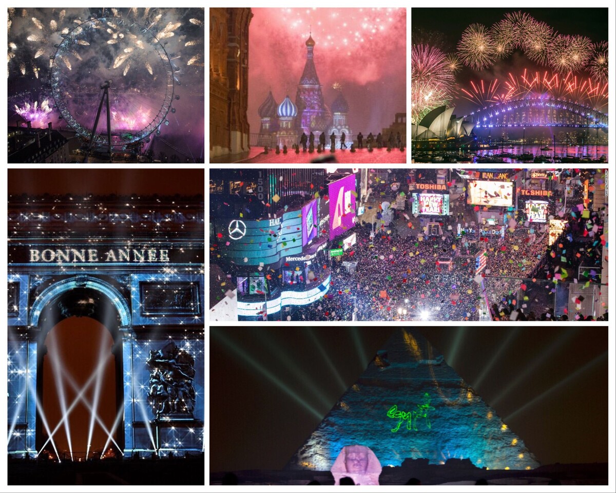    Новый год по всему миру. Узнали места? Источник изображения: cnn.com