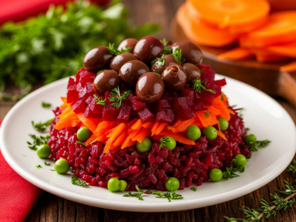 Салат Елочные игрушки. Картинка автора из нейроети