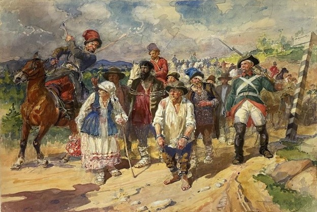 К. Савицкий. Привод уральских рабочих в XVIII веке. Фото из открытого доступа