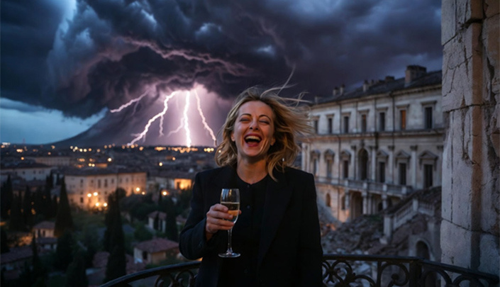    Новогоднее настроение Мелони: "Нам конец! Давайте за это выпьем". Коллаж Царьграда