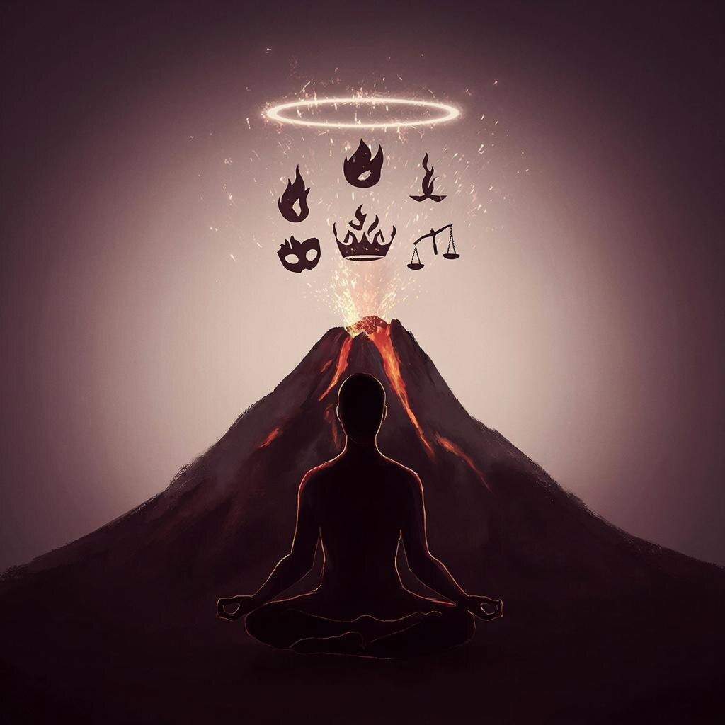 Человек с четырьмя "Пятнашками" словно носит в себе мини‑вулкан. Иллюстрация создана искусственным интеллектом GigaChat